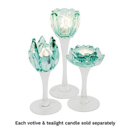 Verity Glass Flower Votive Holder | Mint Small