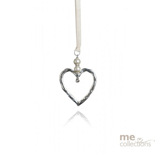 Open Silver Heart with Pearls