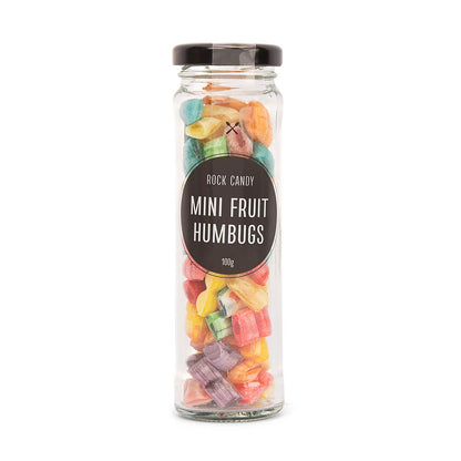 Rock Candy Jars - Mini Fruit Humbugs 100g