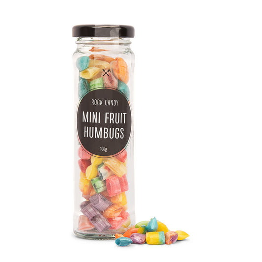 Rock Candy Jars - Mini Fruit Humbugs 100g