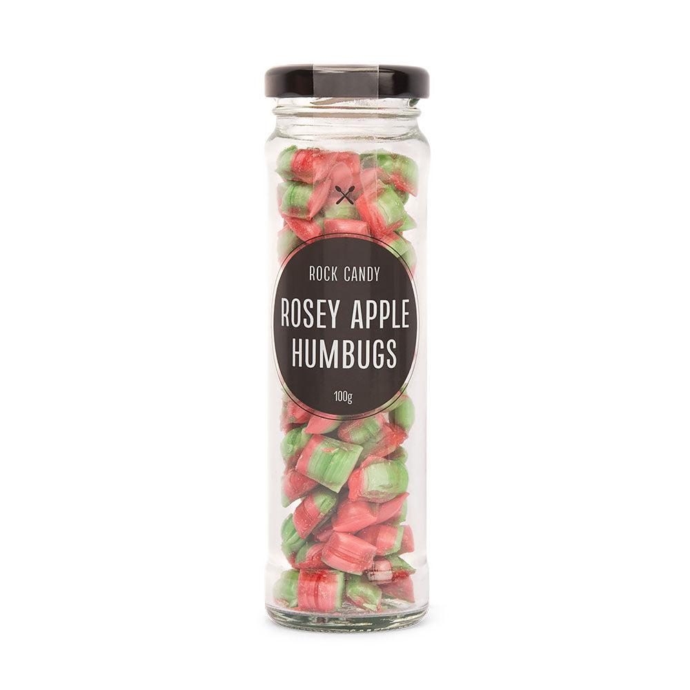 Rock Candy Jars - Rosey Apple Humbugs 100g