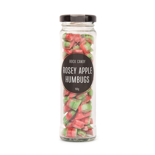 Rock Candy Jars - Rosey Apple Humbugs 100g