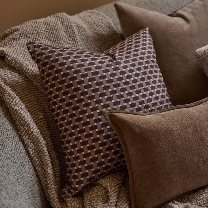 Gracie Check Cushion | Coffee