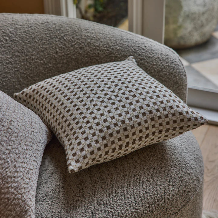 Checkers Cushion | Beige/Coffee