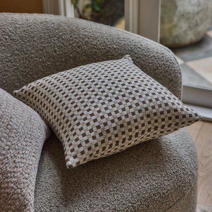 Checkers Cushion | Beige/Coffee