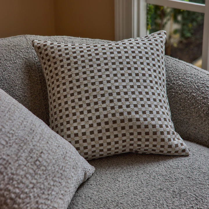 Checkers Cushion | Beige/Coffee