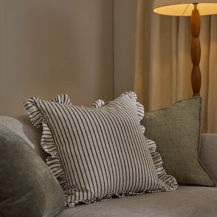 Ruffles Stripe Cushion | Black/Natural