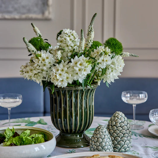 Cassie Dark Green Pedestal Vase