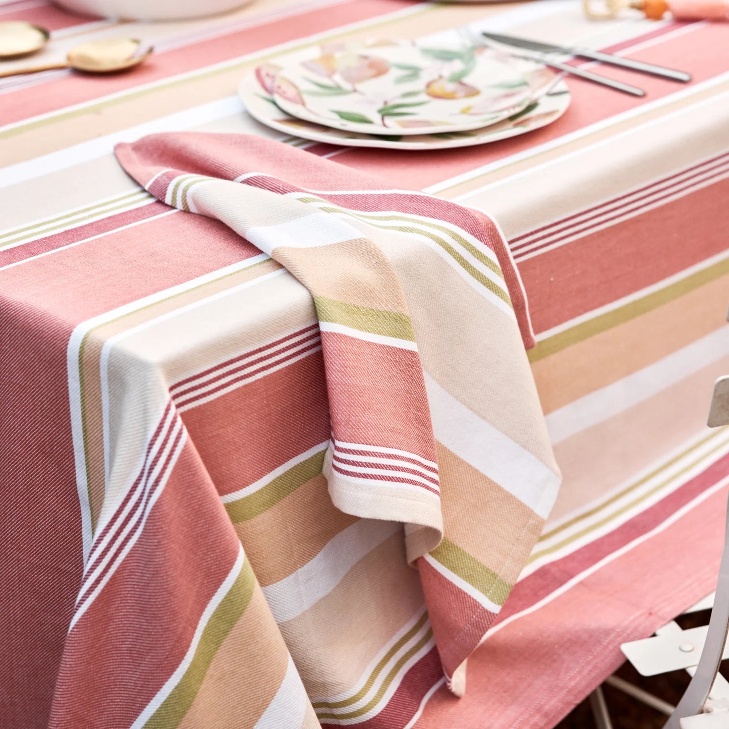 Fairhaven Rust Stripe Tablecloth