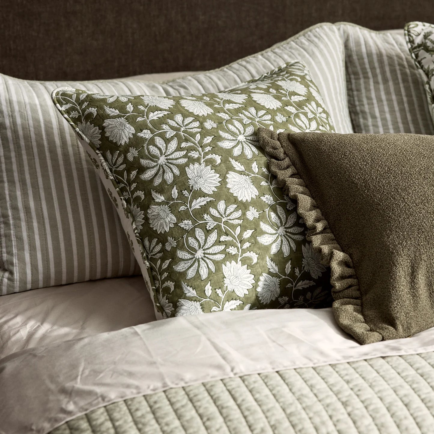 Sinclair Stripe Quilted Pillowcase Set 2 | Green
