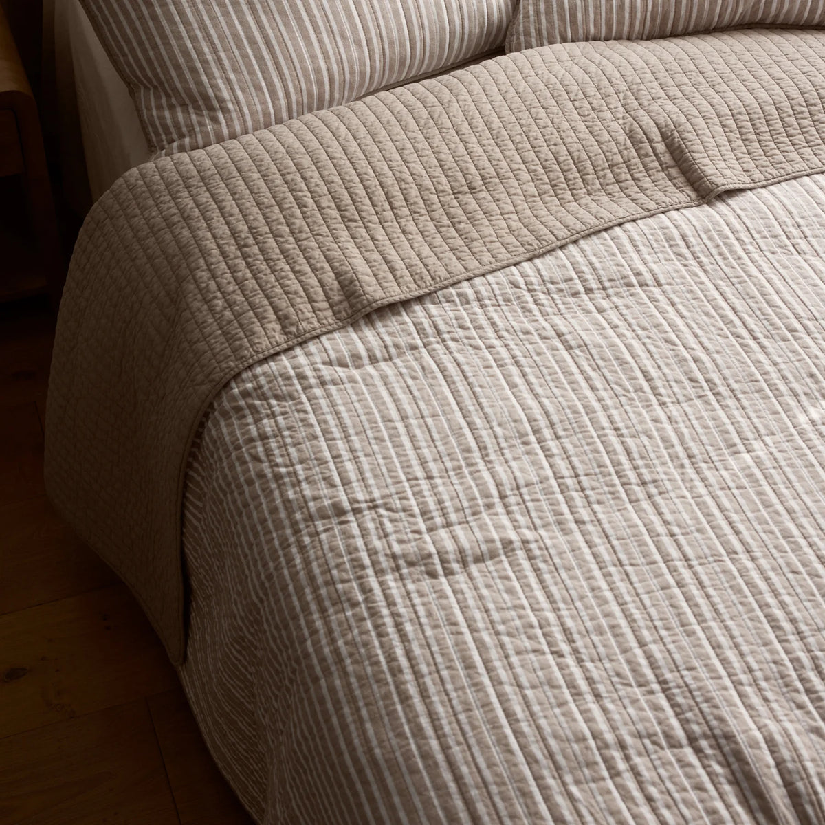 Sinclair Stripe Quilted Coverlet | Coffee