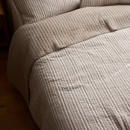 Sinclair Stripe Quilted Coverlet | Coffee