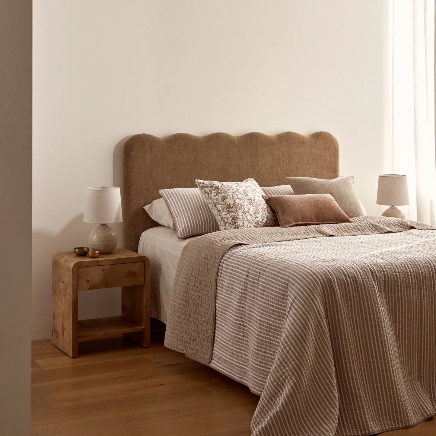 Sinclair Stripe Quilted Coverlet | Coffee