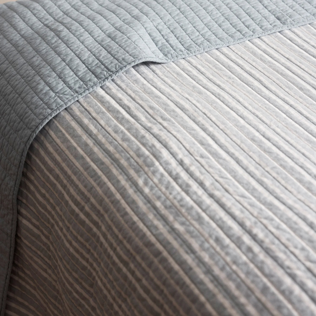 Sinclair Stripe Quilted Coverlet | Blue