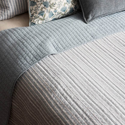 Sinclair Stripe Quilted Pillowcase Set 2 | Blue