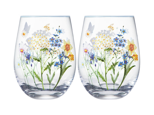 Fluttering Meadow Stemless Glass Set 2