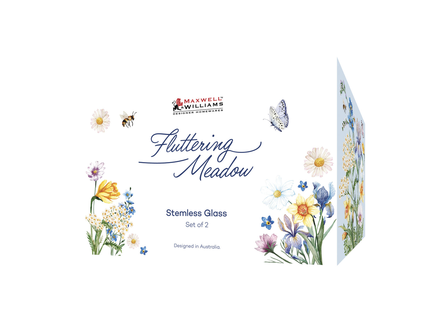 Fluttering Meadow Stemless Glass Set 2