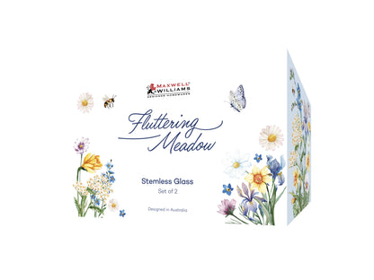 Fluttering Meadow Stemless Glass Set 2