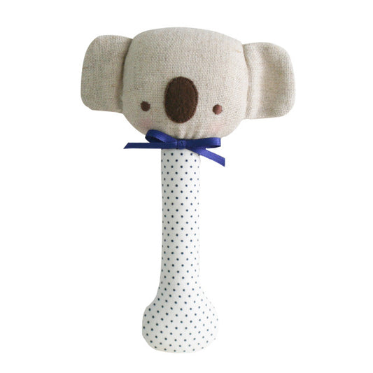 Rattle - Koala Stick Navy Spot