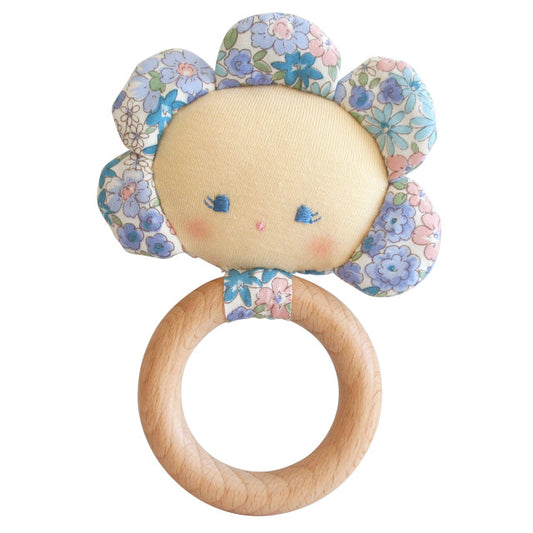 Teether/Rattle - Flower Baby Liberty Blue