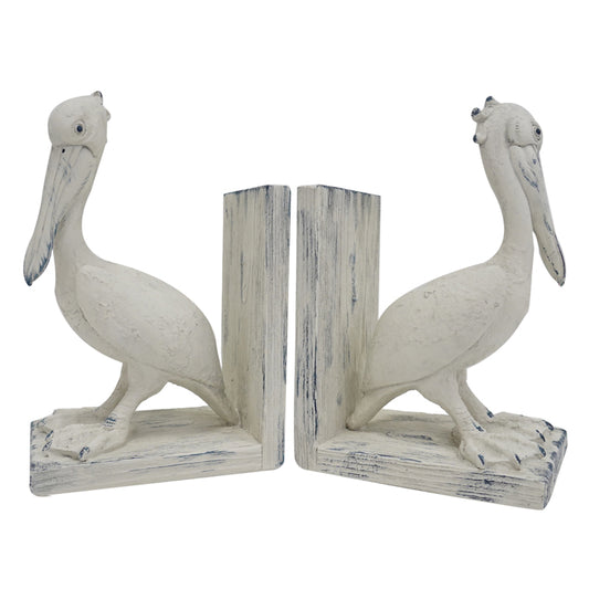 Albert Whitewash Pelican Bookends