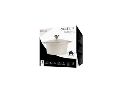 Cast Lite Non Stick Casserole 20cm | 2.4lt Ecru