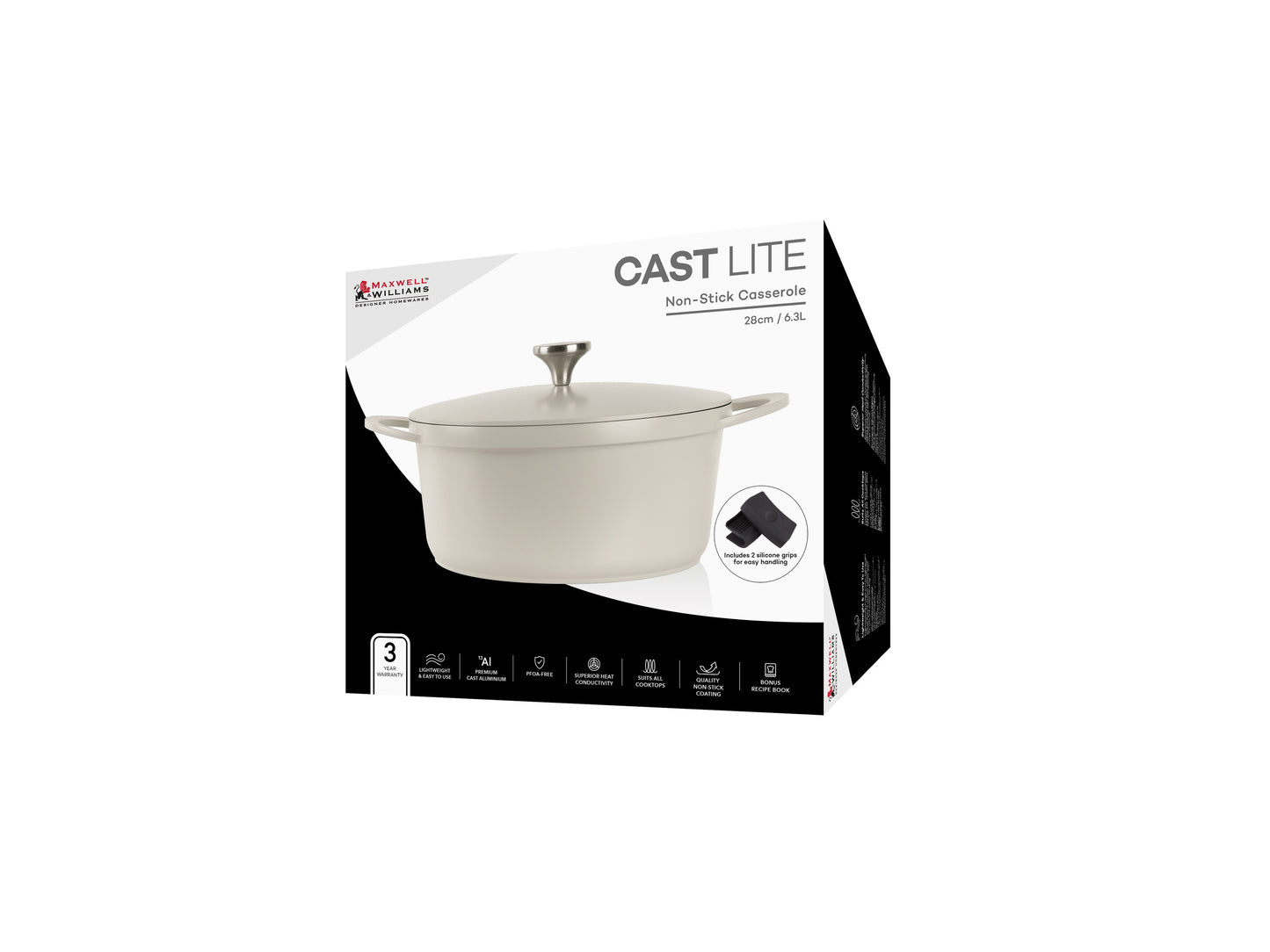 Cast Lite Non Stick Casserole 28cm | 6.3lt Ecru