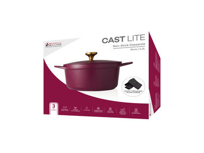 Cast Lite Non Stick Casserole 24cm | 4.2lt Cherry
