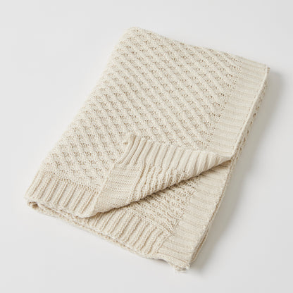 Baby Blanket Basket Weave - Natural