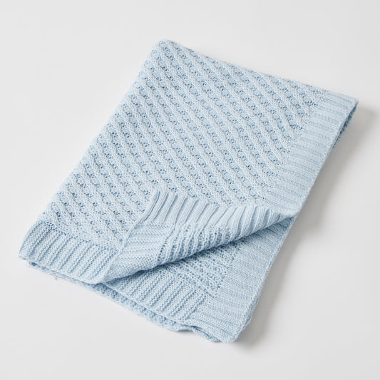 Baby Blanket Basket Weave - Blue