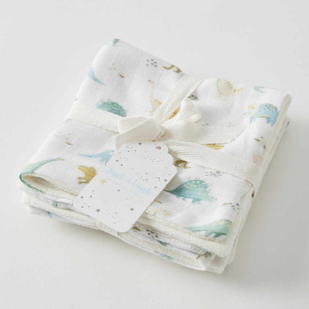 Dallying Dinosaurs Face Washer Set