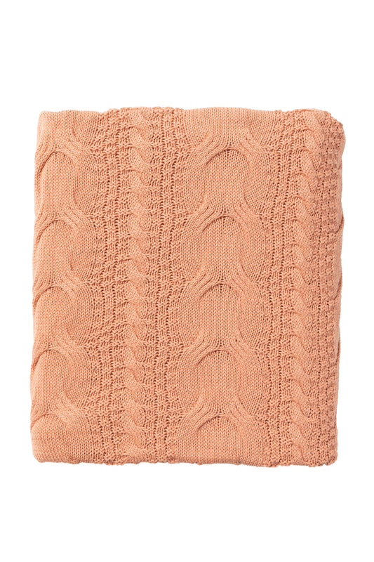 Cable Knit Throw Dusty Coral