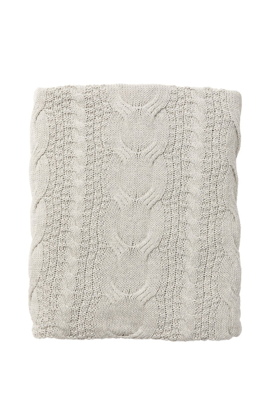 Cable Knit Throw Light Grey