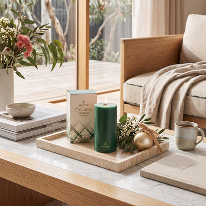 Christmas Frosted Pine Pillar Candle