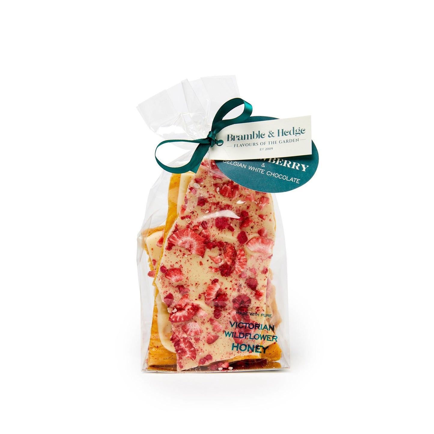 Rasberry, Strawberry, Candied Jasmine & White Belgian Chocolate Honeycomb 200g