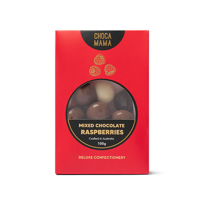 Mixed Chocolate Raspberries 100g