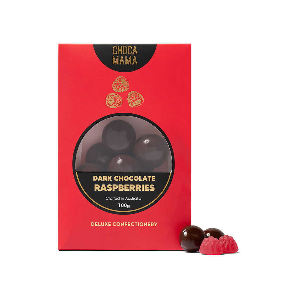 Dark Chocolate Raspberries 100g