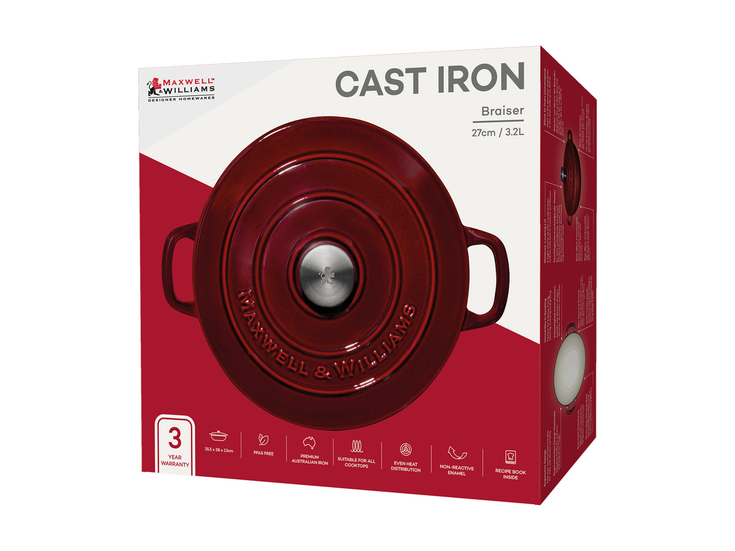 Cast Iron Braiser 27cm/3.3lt Merlot