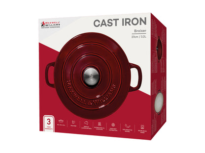 Cast Iron Braiser 27cm/3.3lt Merlot