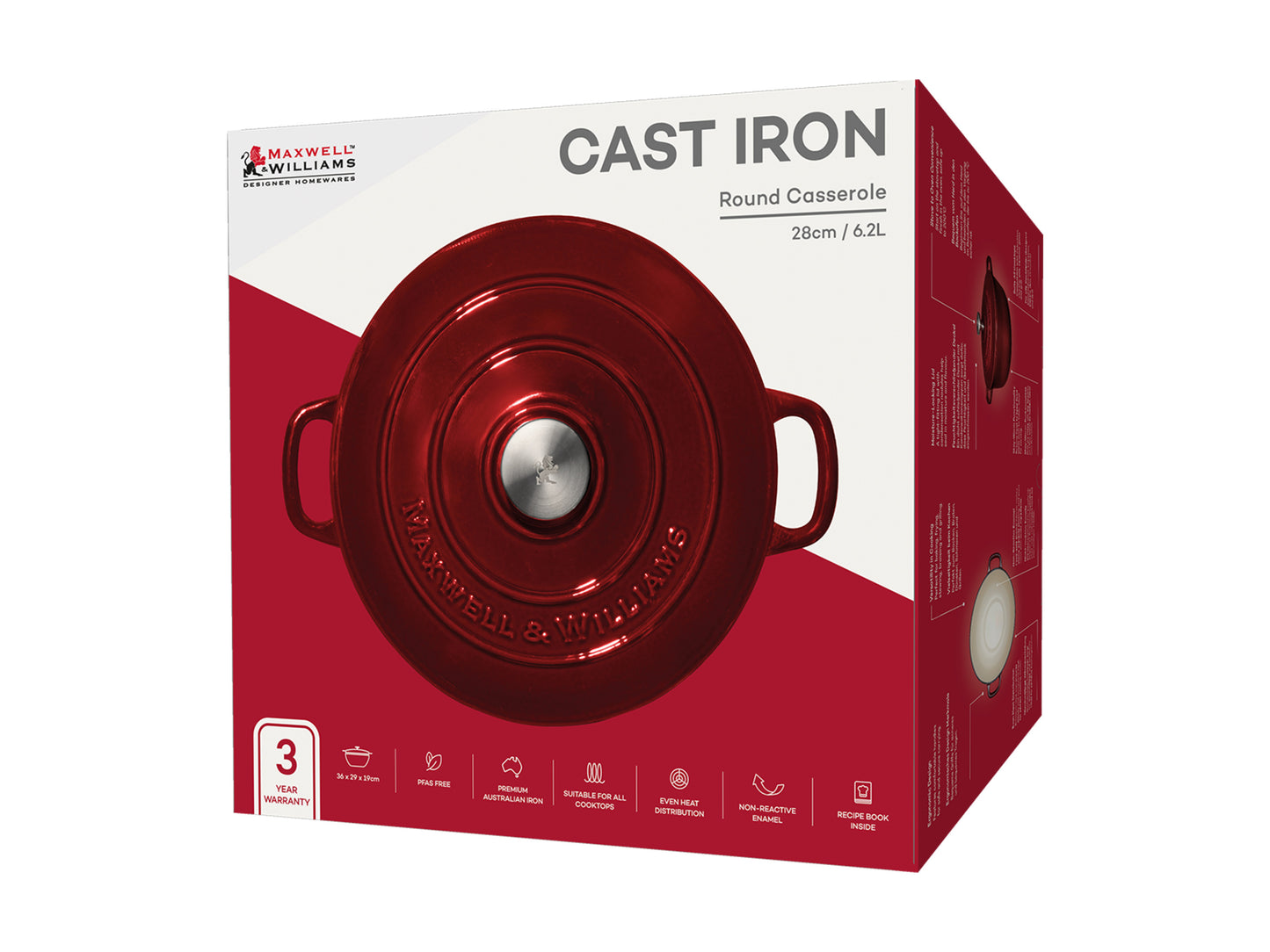 Cast Iron Round Casserole 28cm/6.2lt Merlot