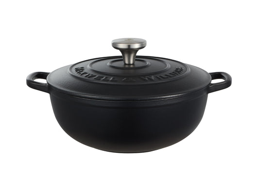 Cast Iron Round Casserole 24cm/3.3lt Black