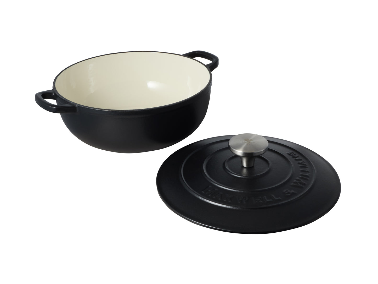 Cast Iron Round Casserole 24cm/3.3lt Black