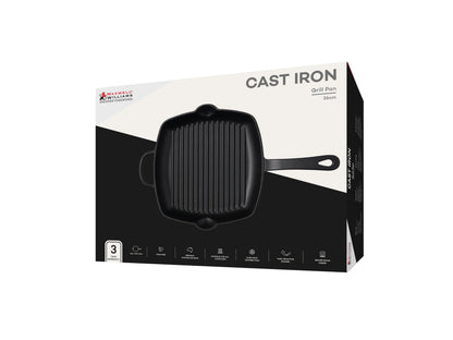 Cast Iron Grill Pan | 26cm Black