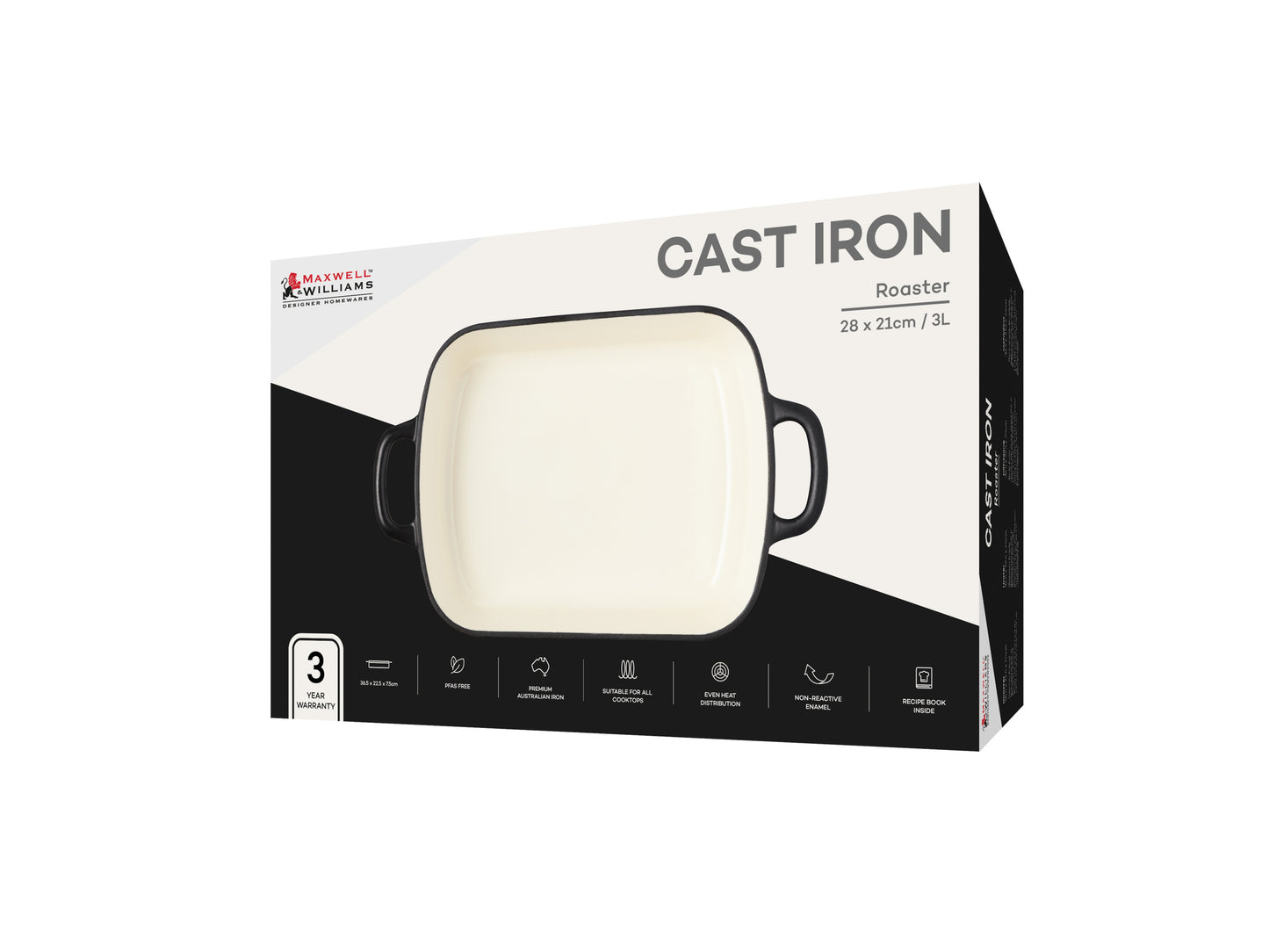 Cast Iron Roaster | 28x21cm/3.0lt Black