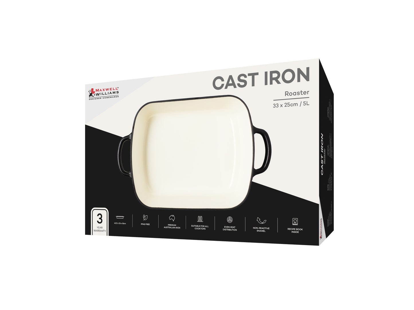 Cast Iron Roaster | 34x26cm/5.0lt Black