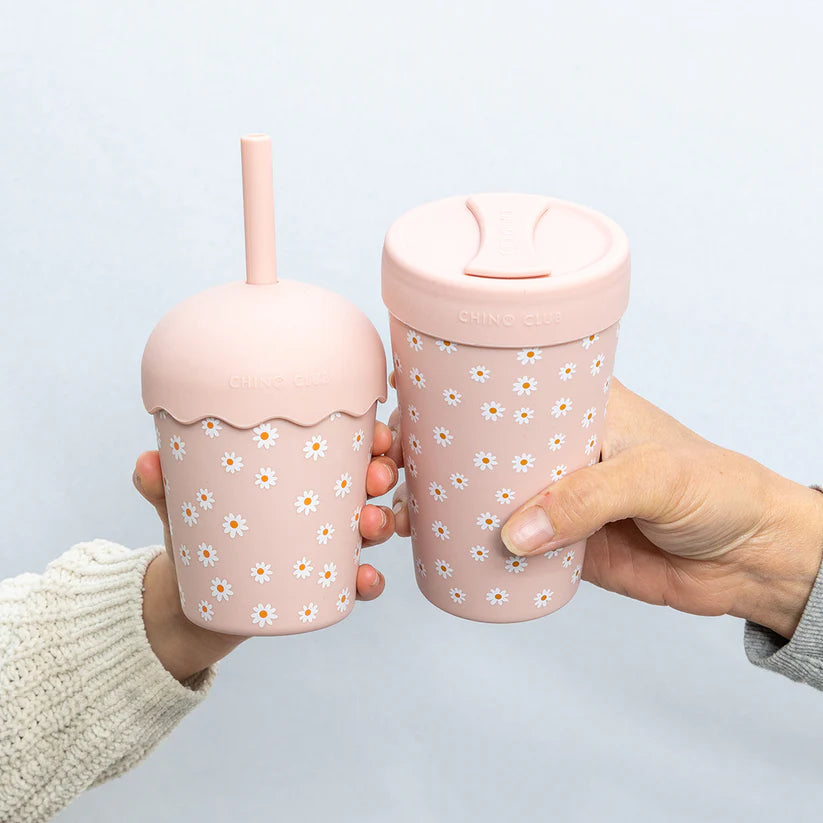 Pink Daisy Mini Smoothie Cup & Straw 200ml