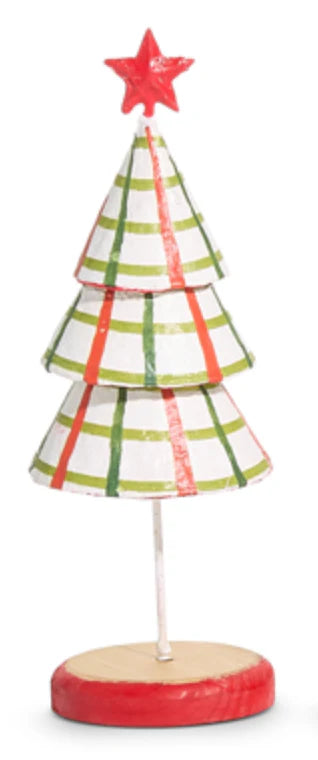 12" Christmas Paper Mache Tree Asst