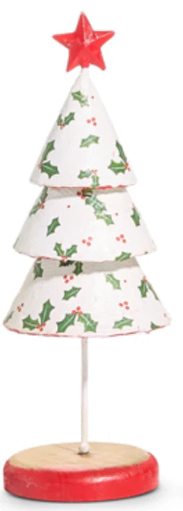 12" Christmas Paper Mache Tree Asst