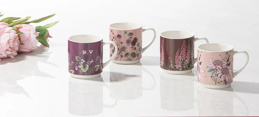Secret Garden Pink Stackable Mugs