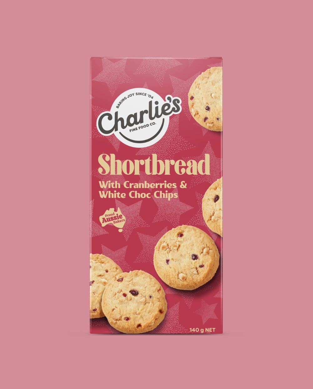 Charlie's Xmas Shortbread Box | White Chocolate & Cranberry 140g